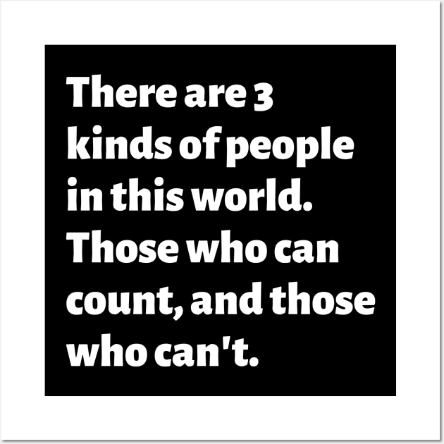 There are 3 kinds of people in this world. Those who can count, and those who can't. Wall Art by Motivational_Apparel